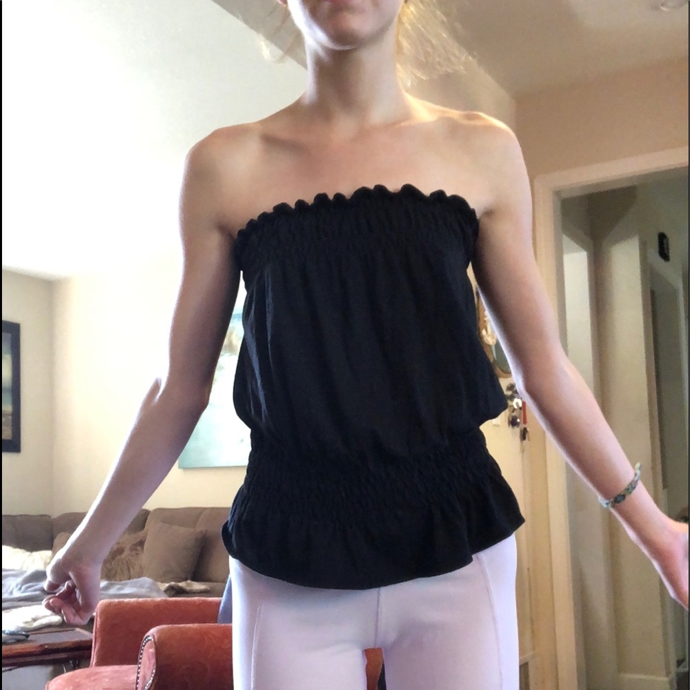 Black strapless top